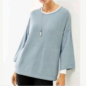 J. Jill Pure Oversized Cotton Cashmere Blue Pocket Kimono Sweater Small